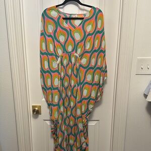 Free People Multicolor Geometric Maxi Coverup in Pink, Green & Orange